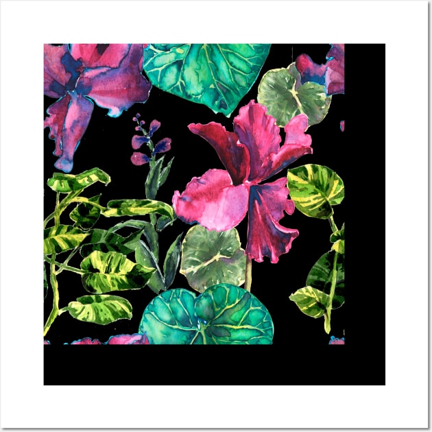 Seamless tropical flower Wall Art by Olga Berlet